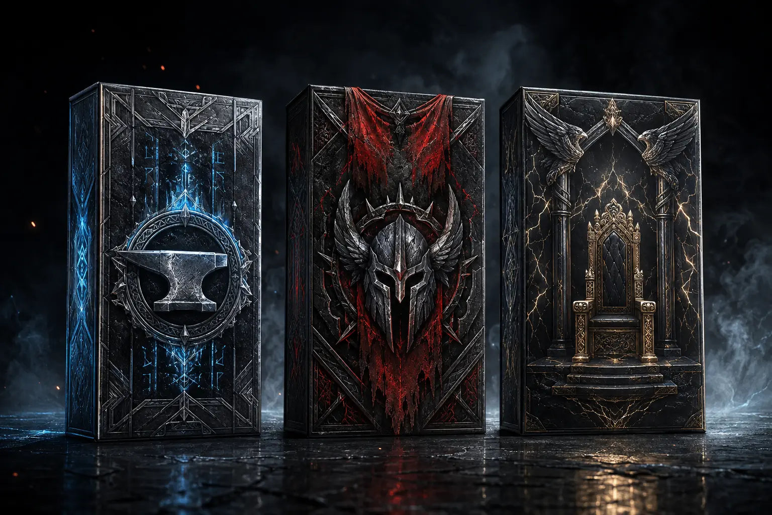 Rune Forge, Berserker and Odin's Throne premium repack packaging